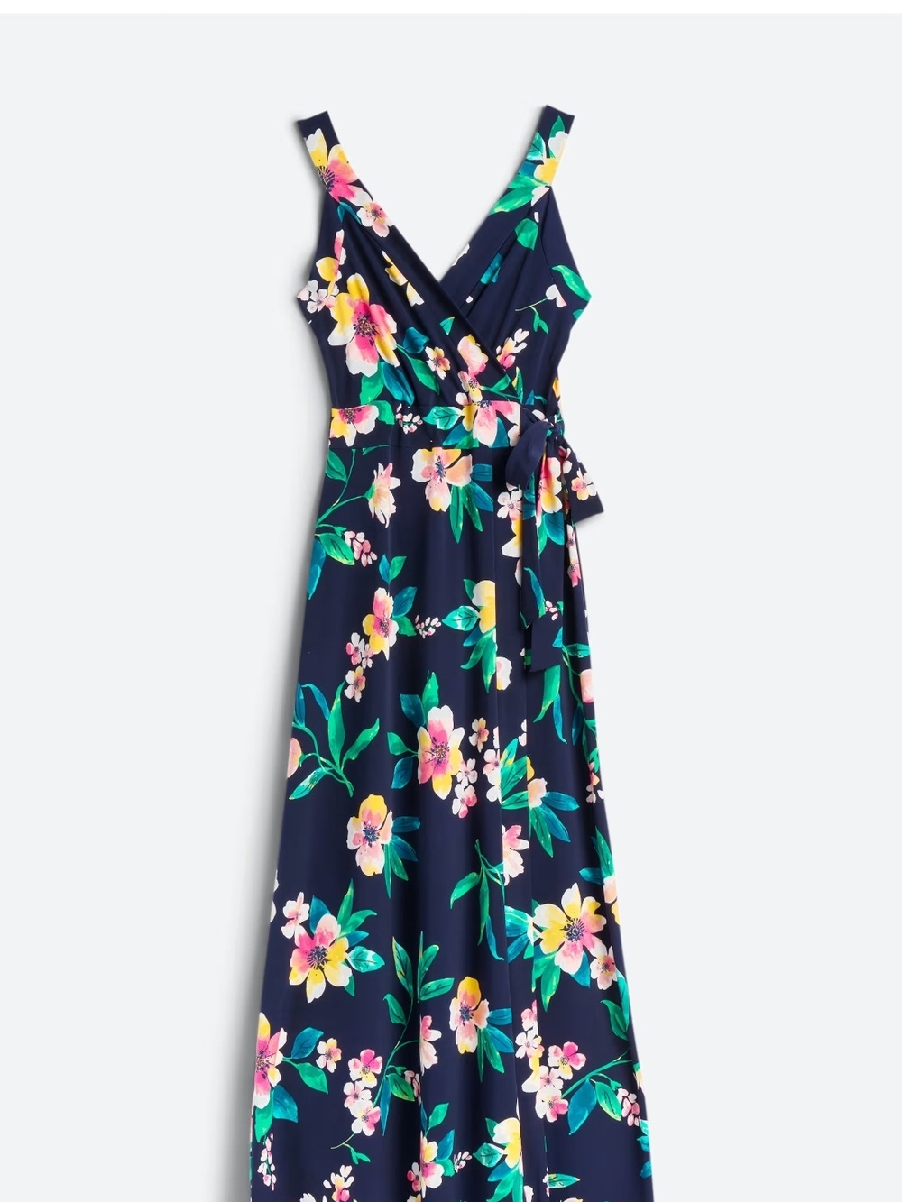 41 Hawthorn Navy Floral Wrap Maxi with Pink & Yellow Blooms